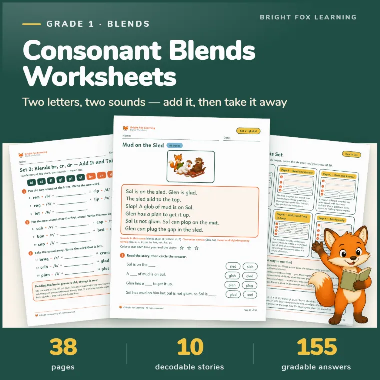 Consonant Blends Worksheets cover