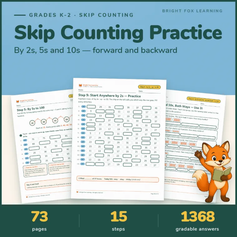 Skip Counting Numbers by 2s, 5s, 10s cover